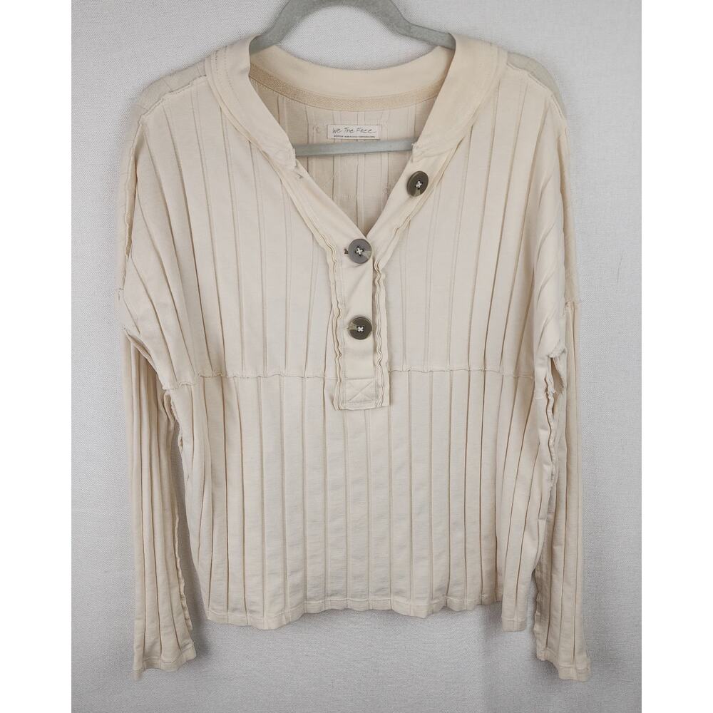 Anthropologie "We The Free" In The Mix Long Sleeve Ribbed Henley button M top